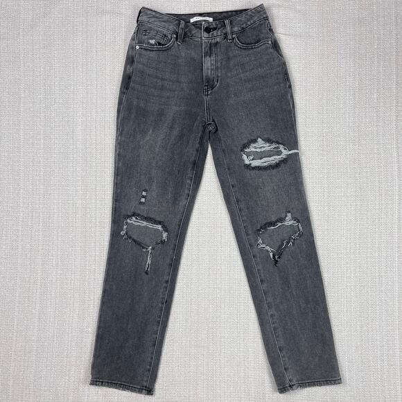 Pacsun Women's‎ Gray Distressed Mom Jeans Size 25 / 0 - Picture 1 of 6